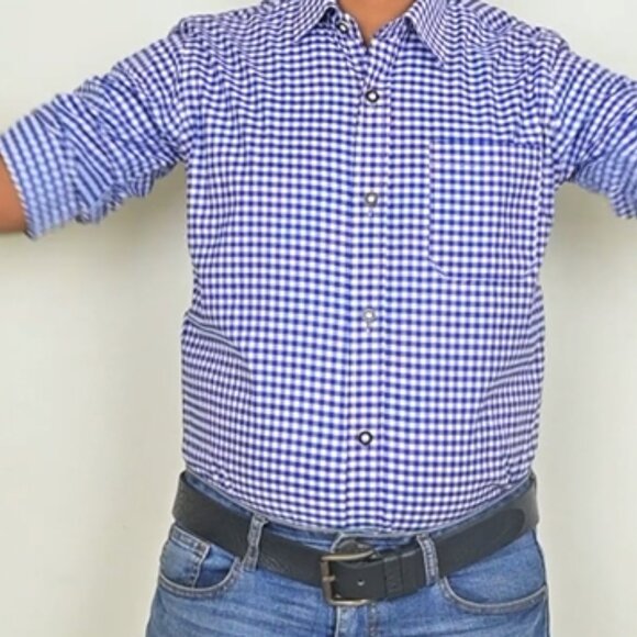 Bavarian Blue Checked Button Down Shirt | Oktoberfest Outfit | Traditional Style - Picture 8 of 9